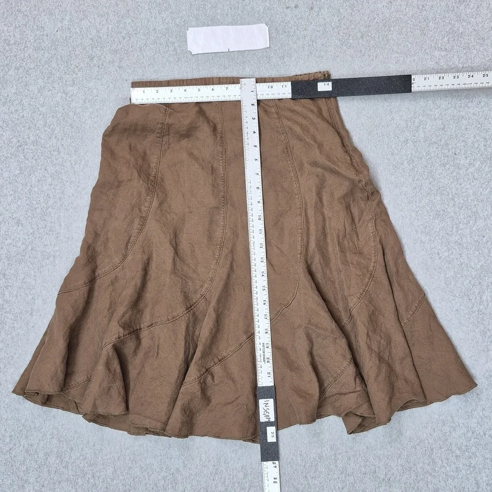 J Jill Women Skirt 8P Brown Linen A-Line Coastal Beach